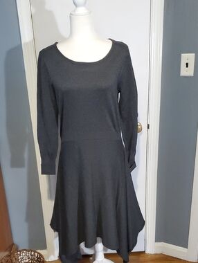 Nina Leonard Women's Hearher Gray Sweaterdress